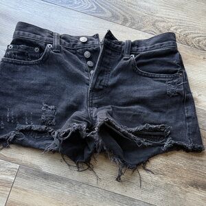 We The Free Black Frayed Jean Shorts